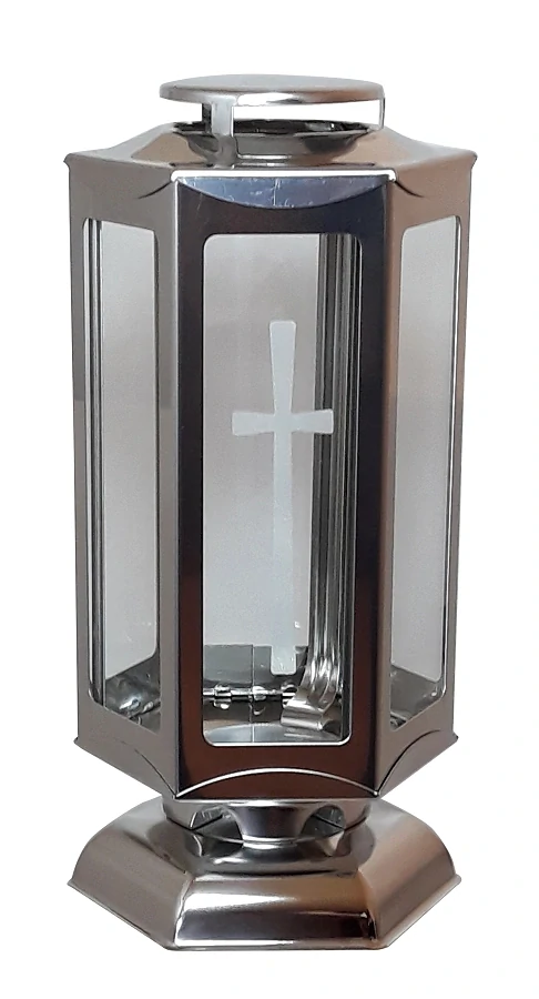 Náhrobný lampáš L1 - nerezový, šesťhranný